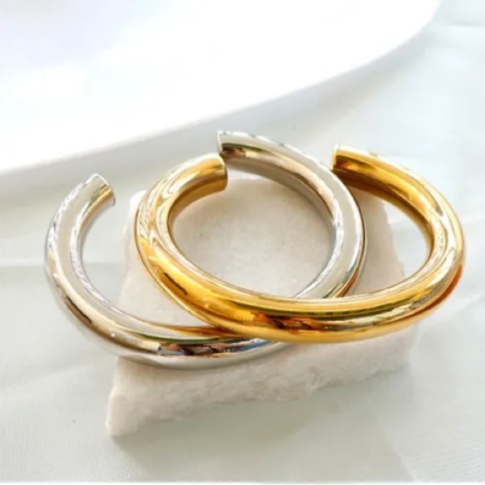 Elegant Gold and Silver Hoop Earrings